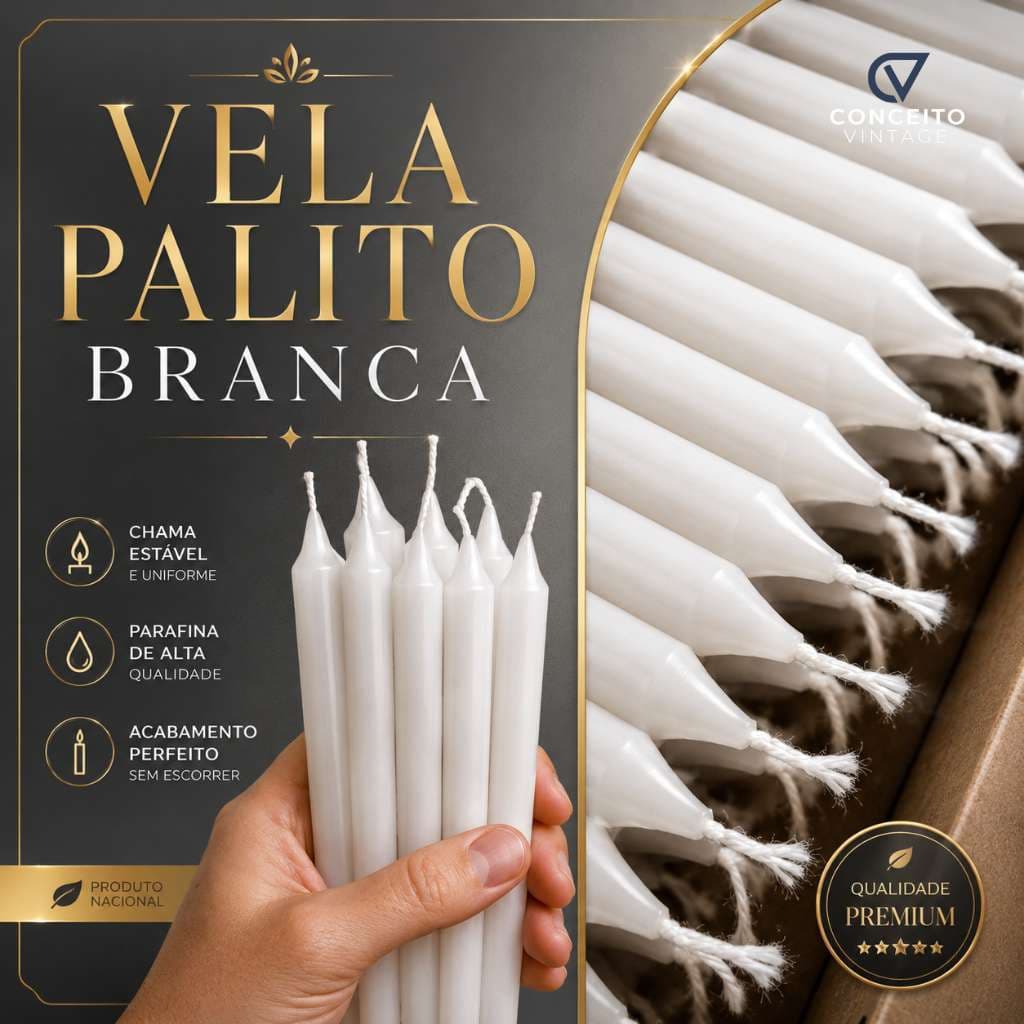 Kit 100, 70, 50, 30 Vela Brancas Palito 100% Parafina - 13,5cm Altura Tradicional Atacado