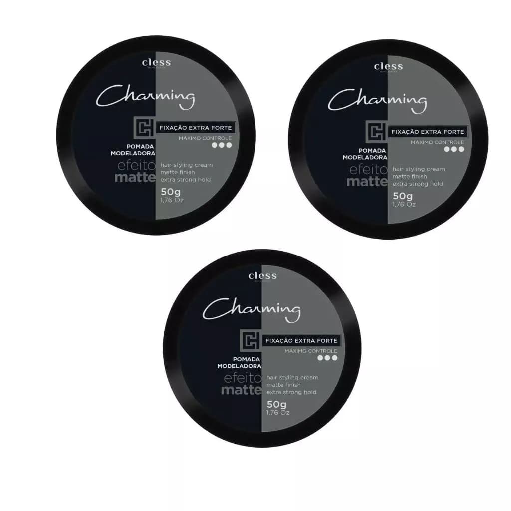 Kit 3 Ceras finalizadoras Extra Forte Efeito Matte 50g - Charming Men