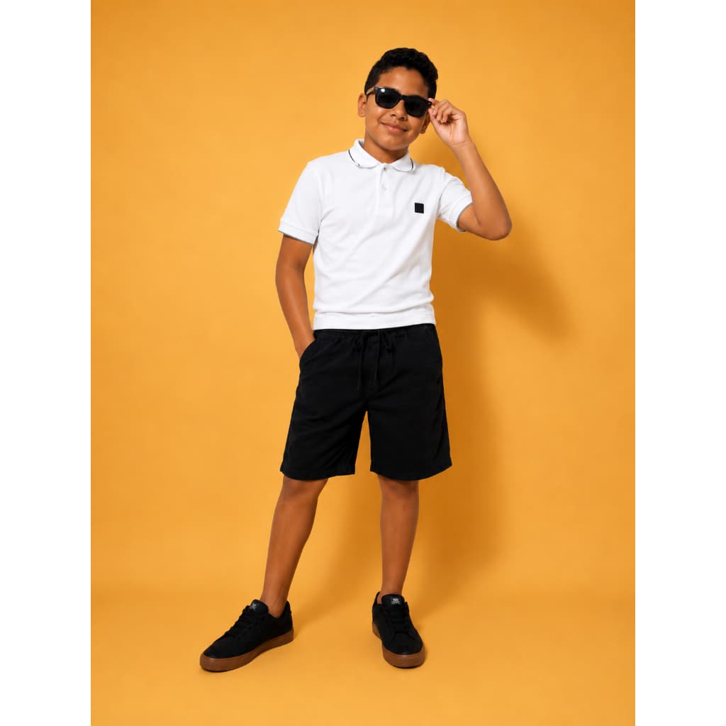 Bermuda Juvenil Preta Menino Shorts Sarja Infantil Estiloso e Confortavel