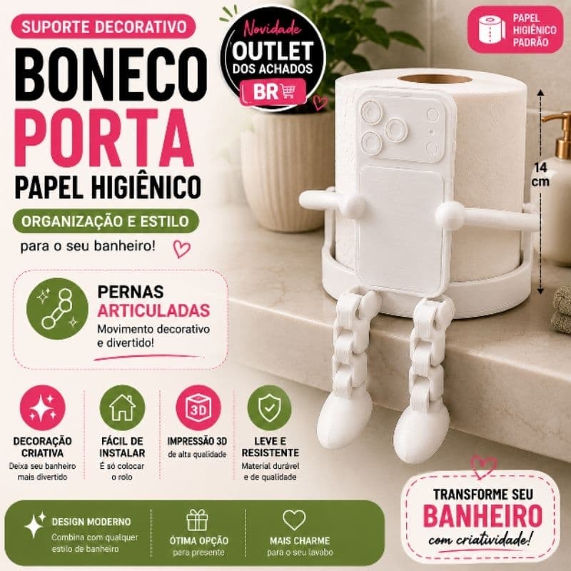 Suporte Porta Papel Higiênico Criativo | Decoração Divertida para Banheiro Resistente