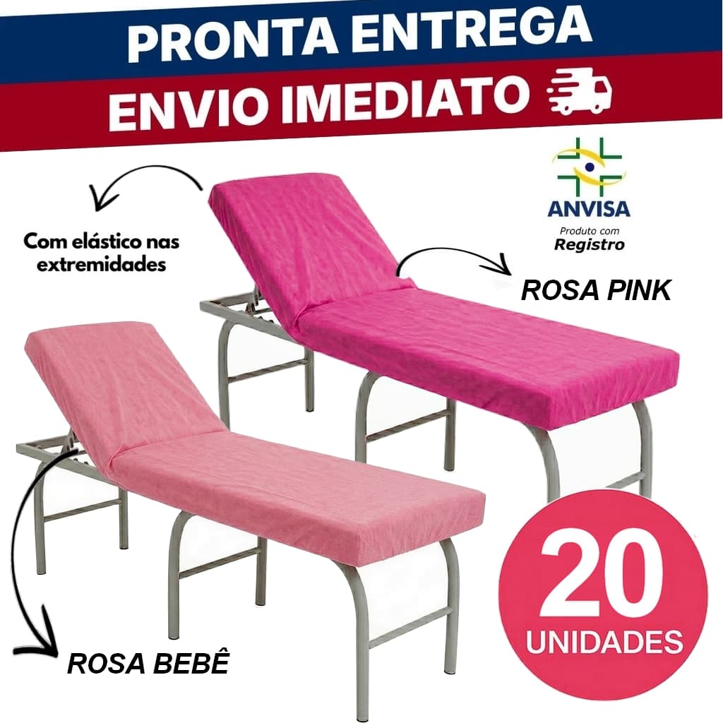 Kit Lençol Descartável Rosa 2,20x90 TNT c/ Elástico Total maca