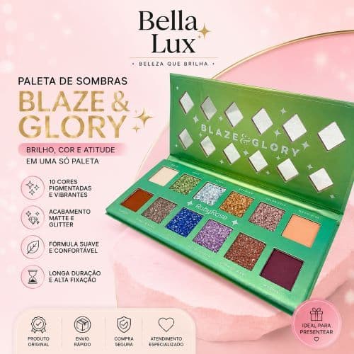 Paleta Ruby Rose De Sombra Blaze & Glory | Alta Pigmentação Cores Matte e Cintilantes Maquiagem