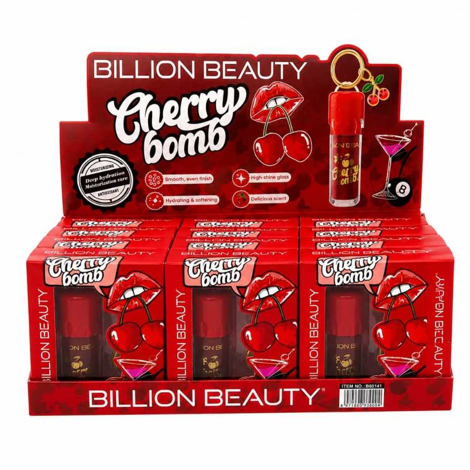 BOX 12 Gloss Labial Cereja 5g de bolso - Brilho Laqueado e Matte Hidratação Intensa