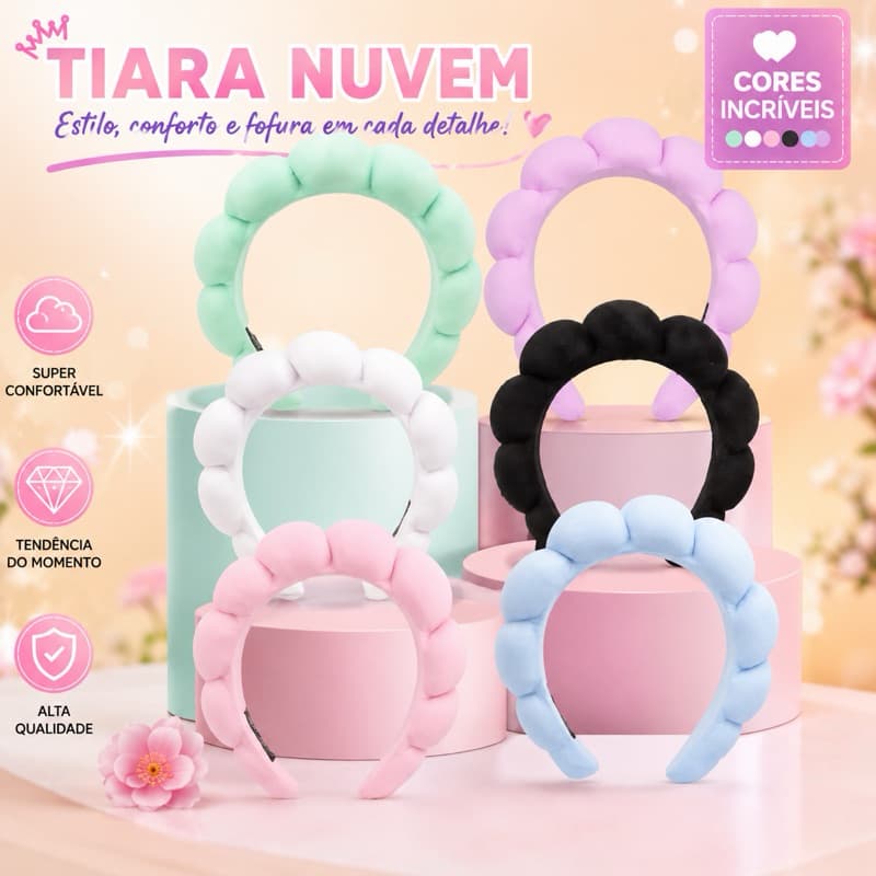 Tiara Nuvem Para Skincare Maquiagem Faixa De Cabelo
