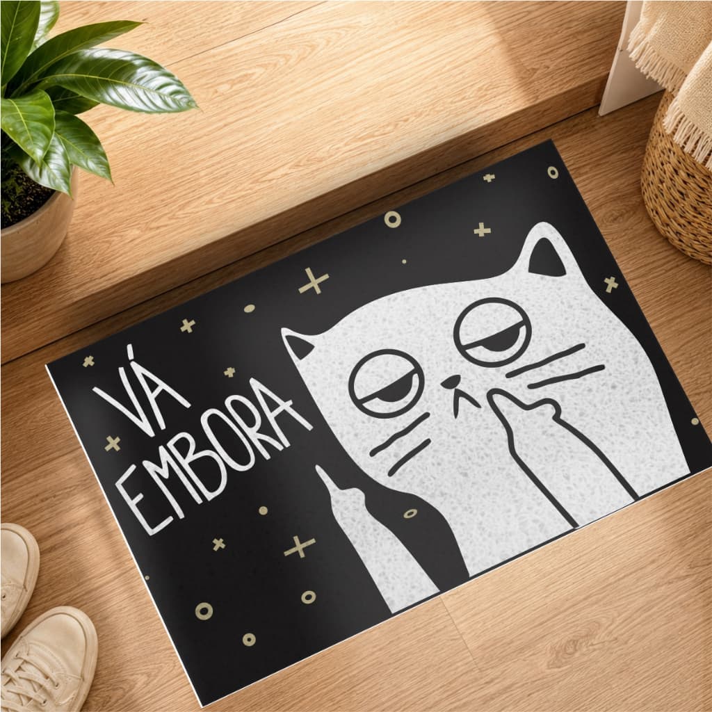 Tapete Divertido Para Porta Gato Vá Embora CA182