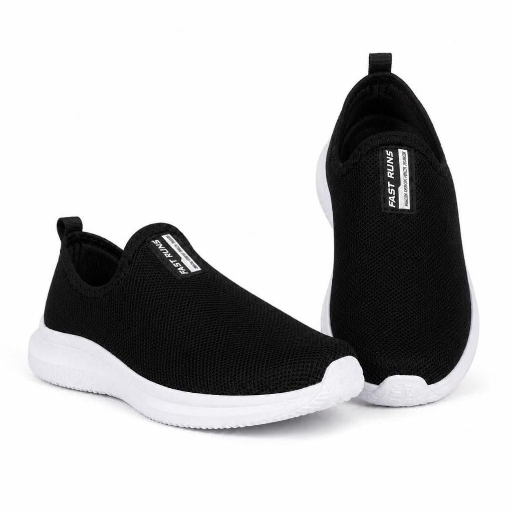 Tênis Casual Masculino Preto Slip On Confortável Respirável Para Trabalho e Passeio