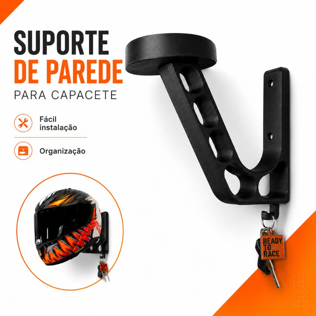 Suporte De Capacete Cores Para pendurar Jaqueta e Chave - instalação fácil