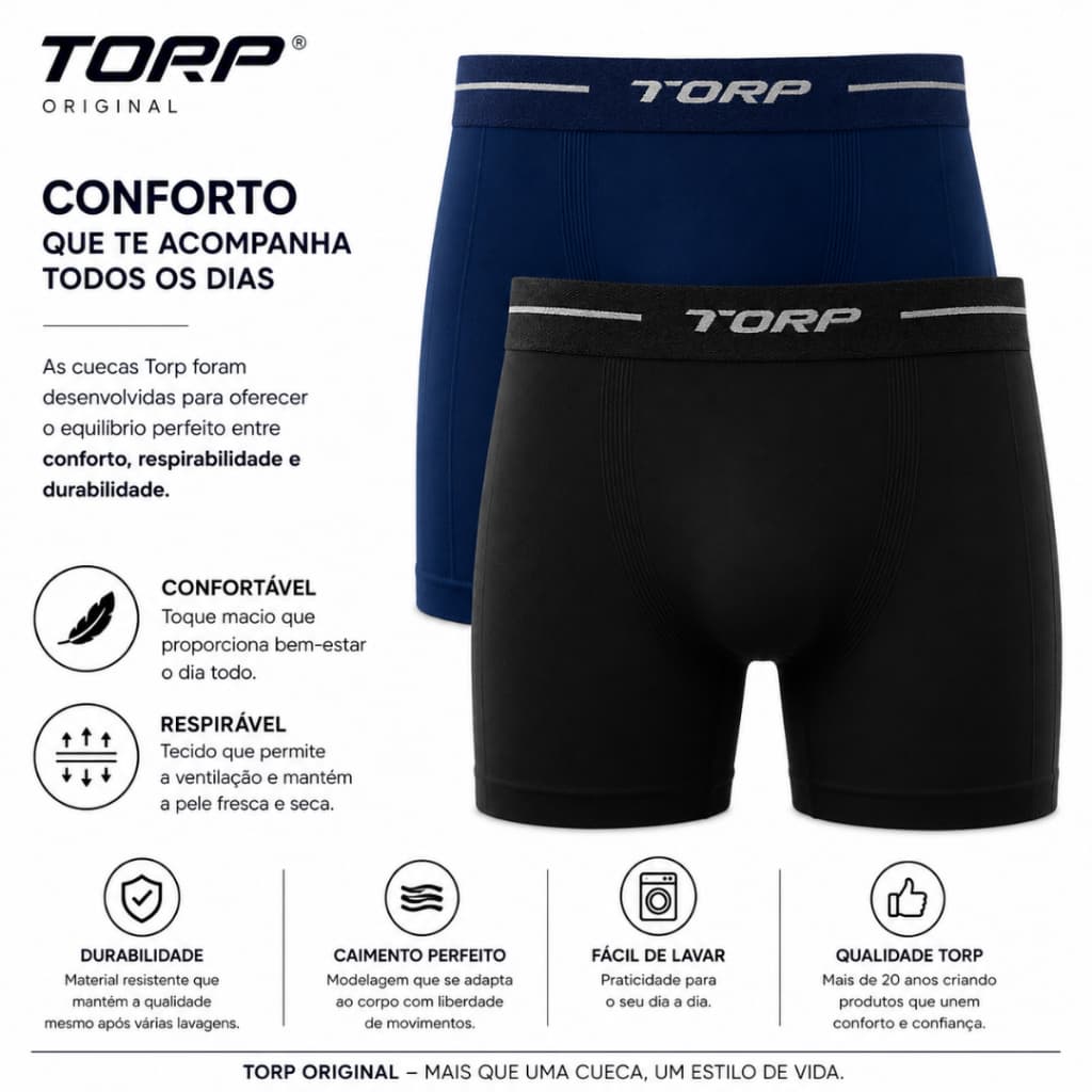 Kit 2 Cueca Boxer Microfibra Basic Casual Kit Cueca Box Sem Costuras Cueca Masculina Soul Eco Torp