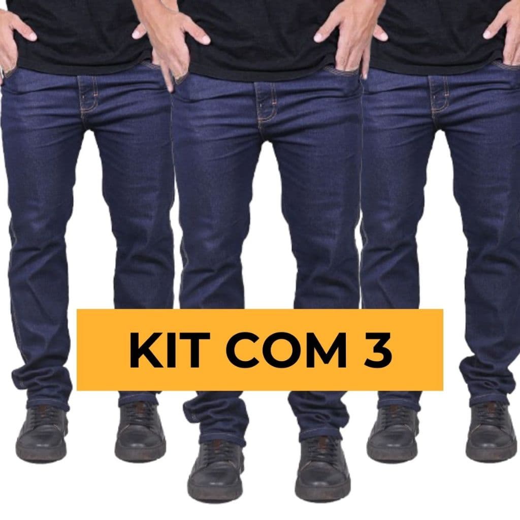 Kit 3 Calças Jeans Masculina Para Trabalho Serviço Reforçada Original Direto da Fábrica Envio Imediato Lycra Elastano
