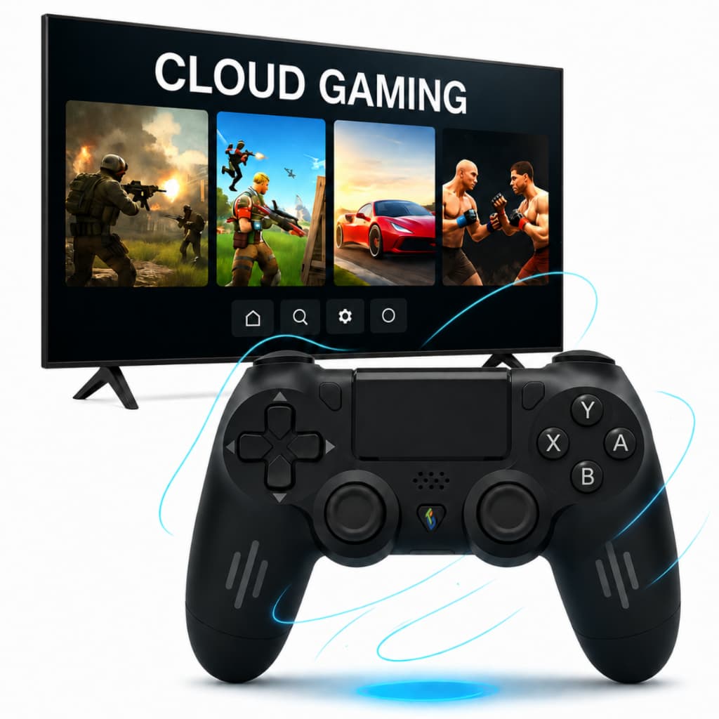 Controle Sem Fio Compatível Ps4 PC Gamer Joystick Recarregavel Manete para Smart TV Preto