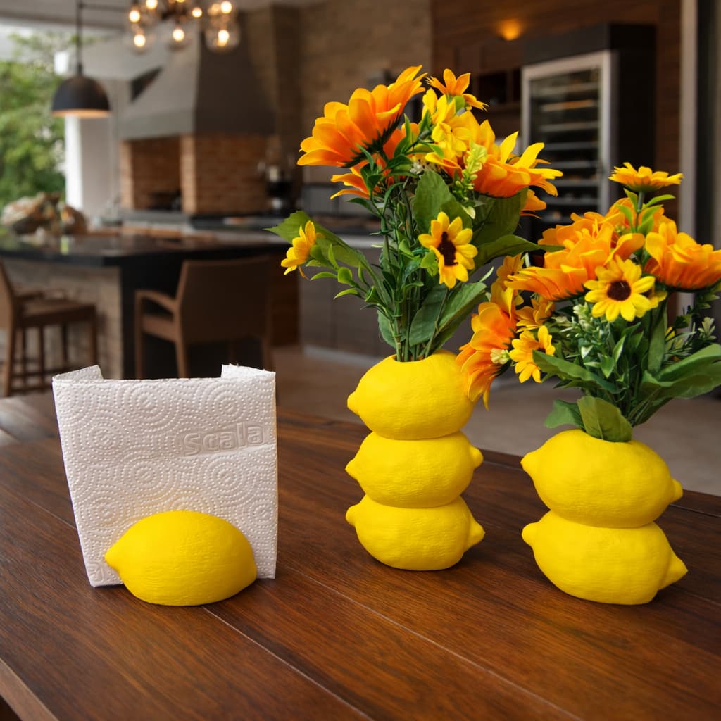 Limão Siciliano Decorativo Individual ou kit, Conjunto para Cozinha e Área Gourmet - Peças Modernas - Material Plástico.