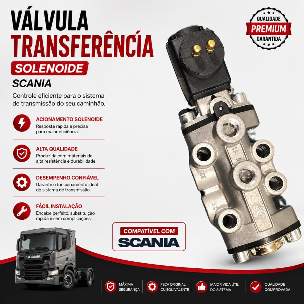 Válvula de Transferência Solenoide Caminhões Scania Original
