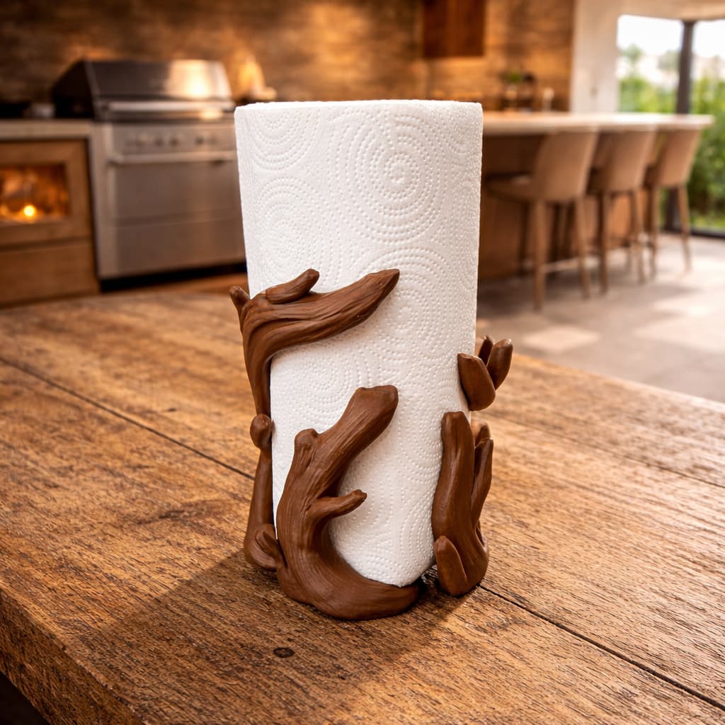 Suporte Papel Toalha Tronco Decorativo Porta Papel Toalha Moderno Modelo Tronco Luxo Design Premium Resistente.