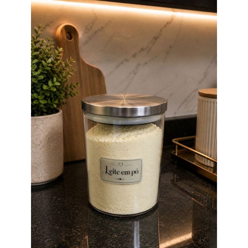 Pote Hermético de Vidro 950ml com Tampa Inox | Personalizado para Café, Açúcar, Sal e Mais