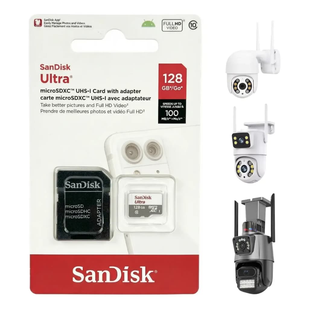Cartão Memória Micro Sd Ultra 16GB 32GB 64GB 128GB 256GB 512GB Sandisk Classe 10 Adaptador SD