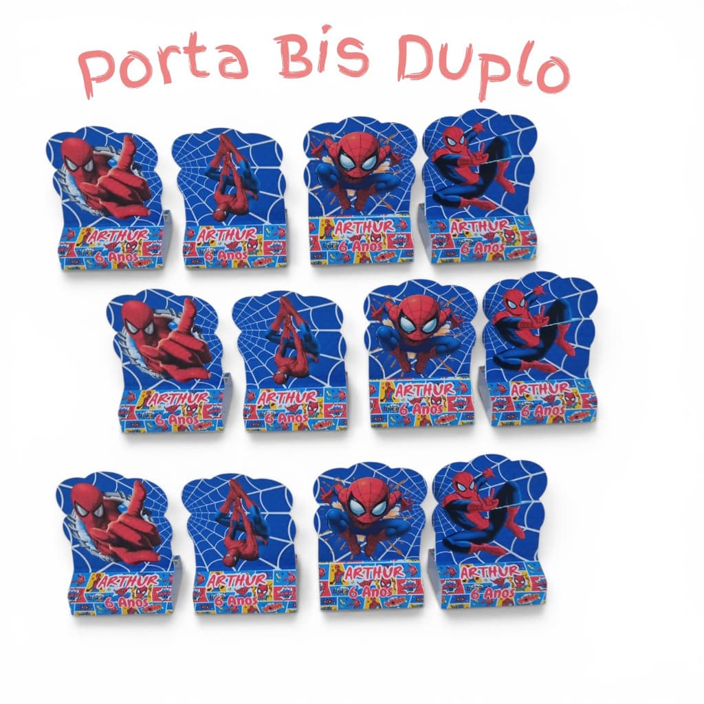 Porta Bis Duplo Personalizado- HOMEM ARANHA - Lembrancinha Aniversário Festa Enfeite de Mesa
