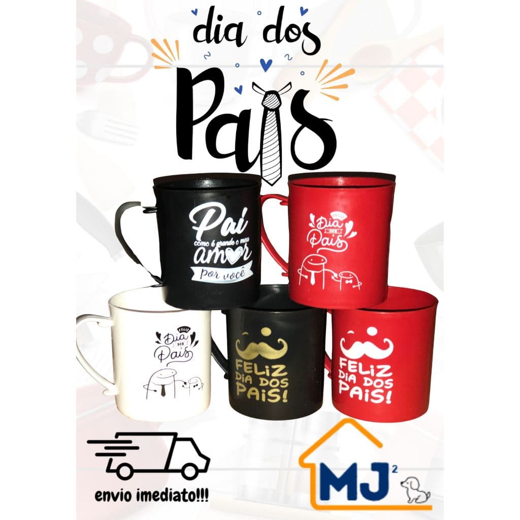 Kit Canecas de Plástico Personalizada Lembrança Dia dos Pais