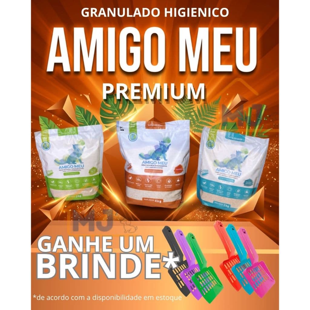 Kit Areia Granulado Biodegradável Higiênico Gato Amigo Meu + Brinde