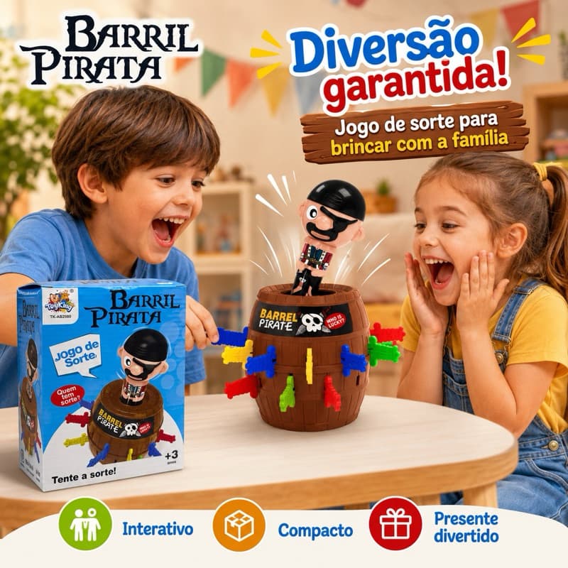 Jogo Barril do Pirata – Brinquedo de Sorte e Diversão