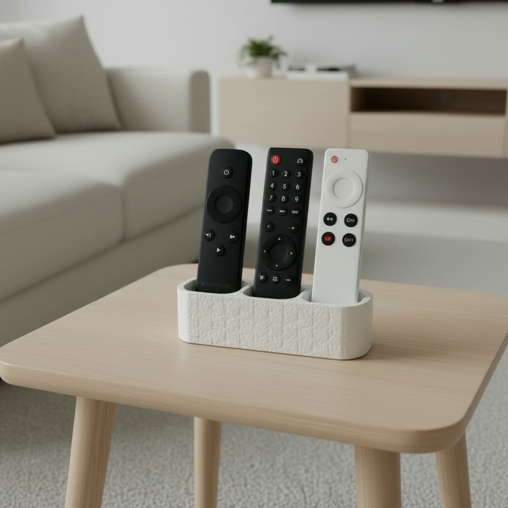Porta Controle Remoto Organizador de Mesa 3 Divisórias Suporte para TV e Ar Condicionado