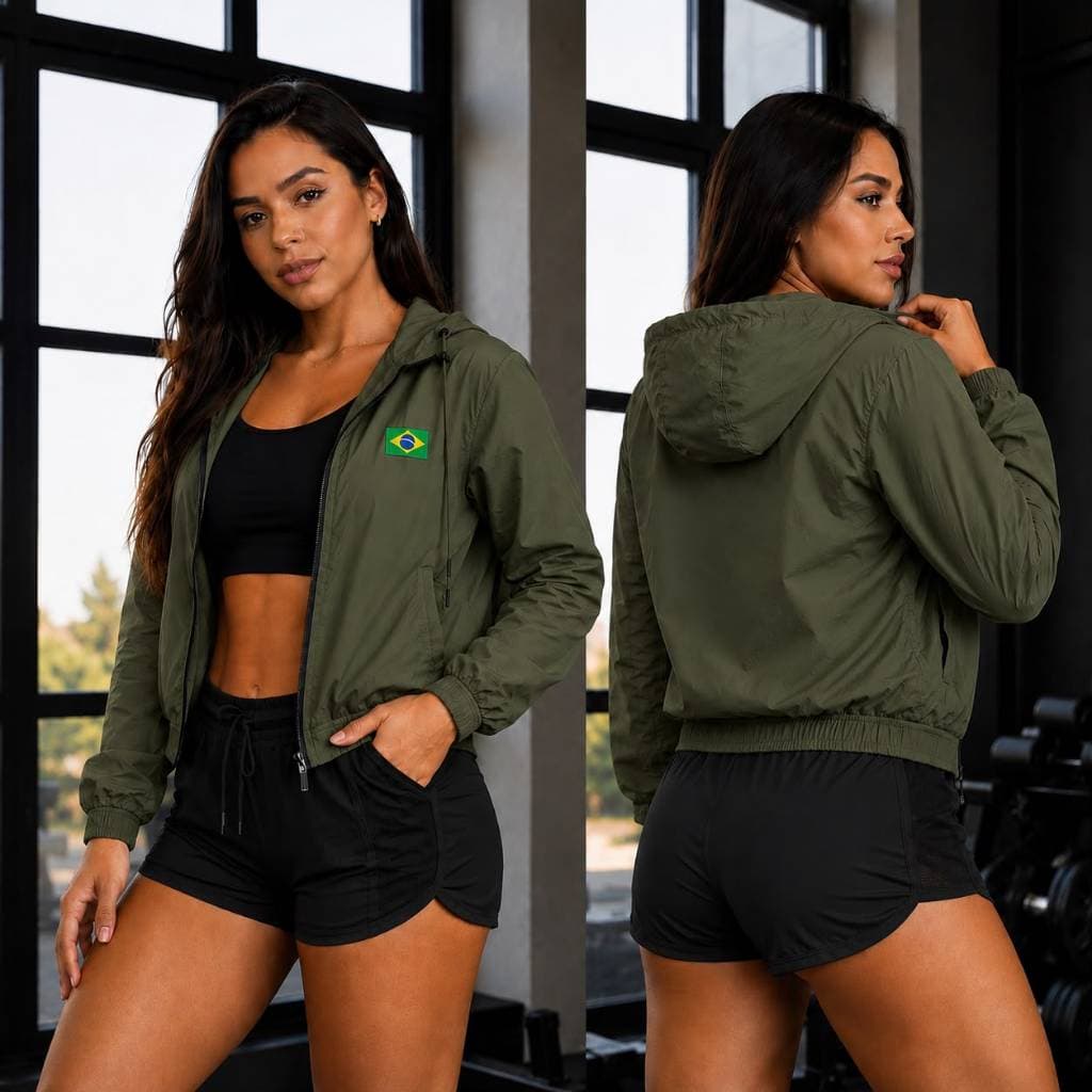 Jaqueta Corta Vento Blusa Feminina Corrida Impermeável Casaco Esportiva Leve Capuz Academia