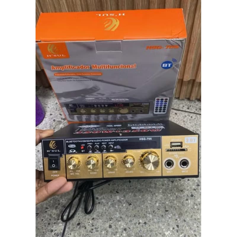 Amplificador Potente 700W C/ Bluetooth Fm Usb Para Som Ambiente 2 Canais potente 220v e 12v