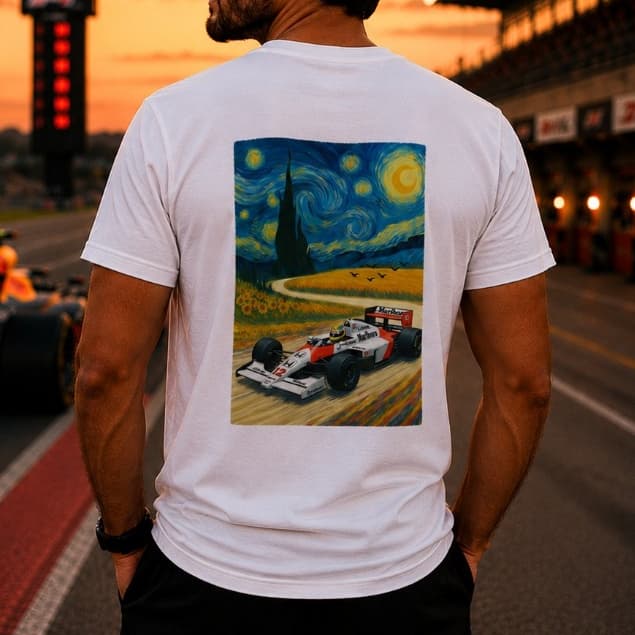 CAMISETA FORMULA 1 AYRTON SENNA MCLAREN F1 MP4/4 MP4/6 ESTAMPADA - 100% ALGODÃO PREMIUM 30.1