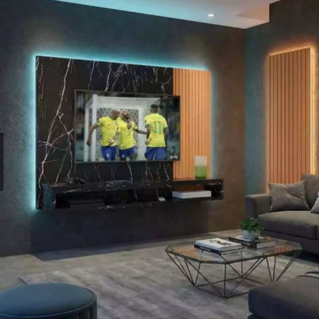 painel suspenso cissa tv ate 50" nicho decorativo prateleira inferior pare quarto sala star