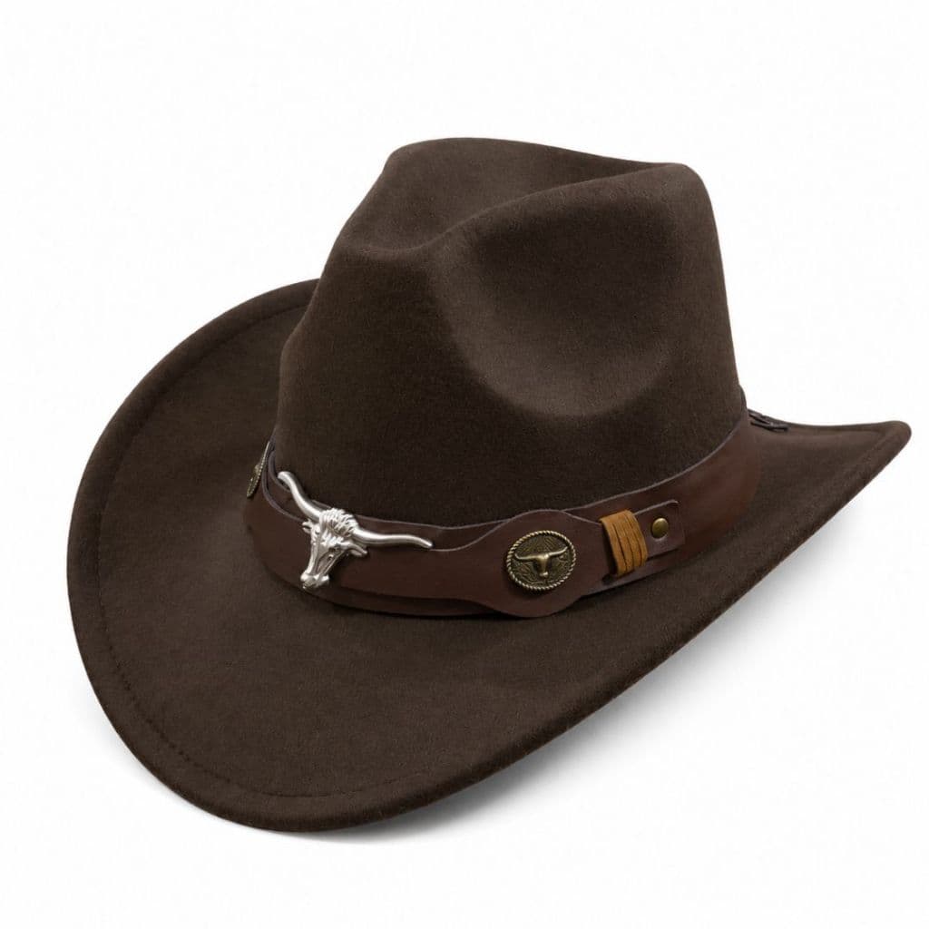 Chapéu Country De Feltro Femino Aveludado Western Cowboy Masculino Faixa Couro Unissex