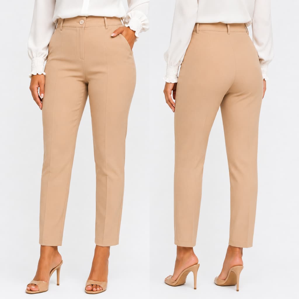 Calça reta tamanho grande alfaiatariaFeminina Risco Elegante plus Size Cintura alta