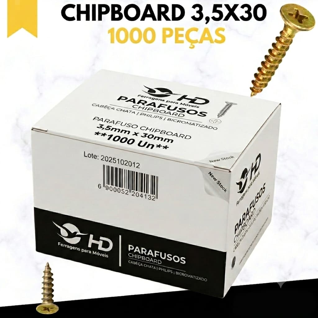 Kit Parafuso Chipboard 3,5 x 30 mm e 3,5 x 16 mm Cabeça Chata Phillips para Madeira