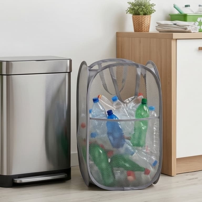 Cesto Organizador Dobrável Multiuso Para Garrafas Vazias e Reciclagem
