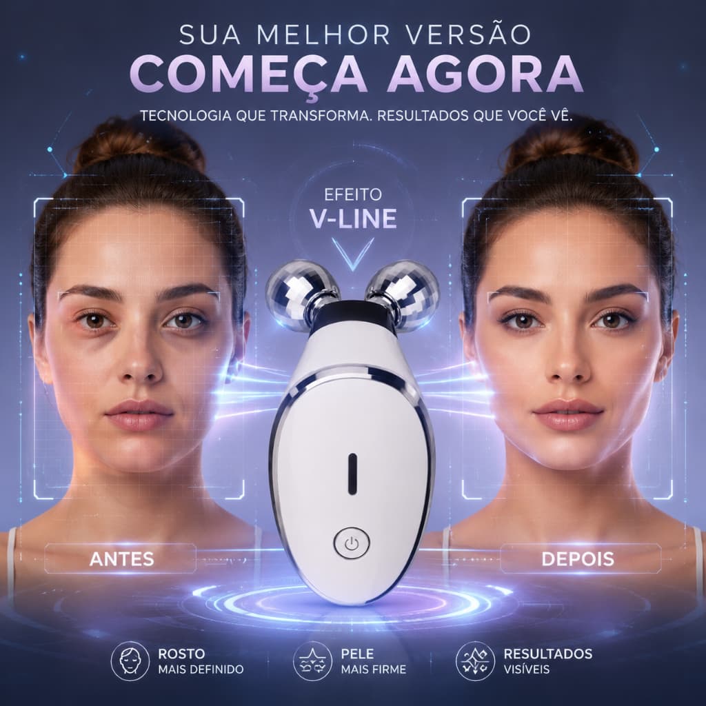 Massageador Facial com Microcorrente e Tecnologia 3D - Lifting V-Line e Pele Mais Firme