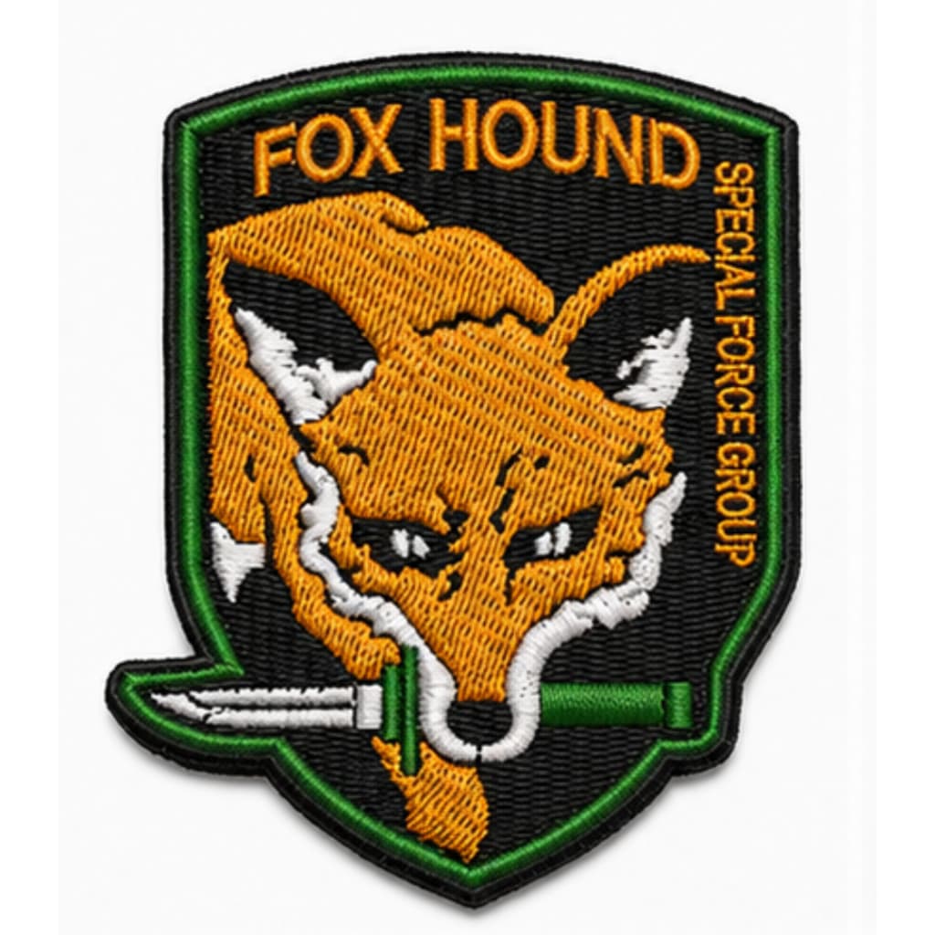 PATCH BORDADO FOX JOGO METAL FOXHOUND GEAR COM VELCRO TÁTICO AIRSOFT