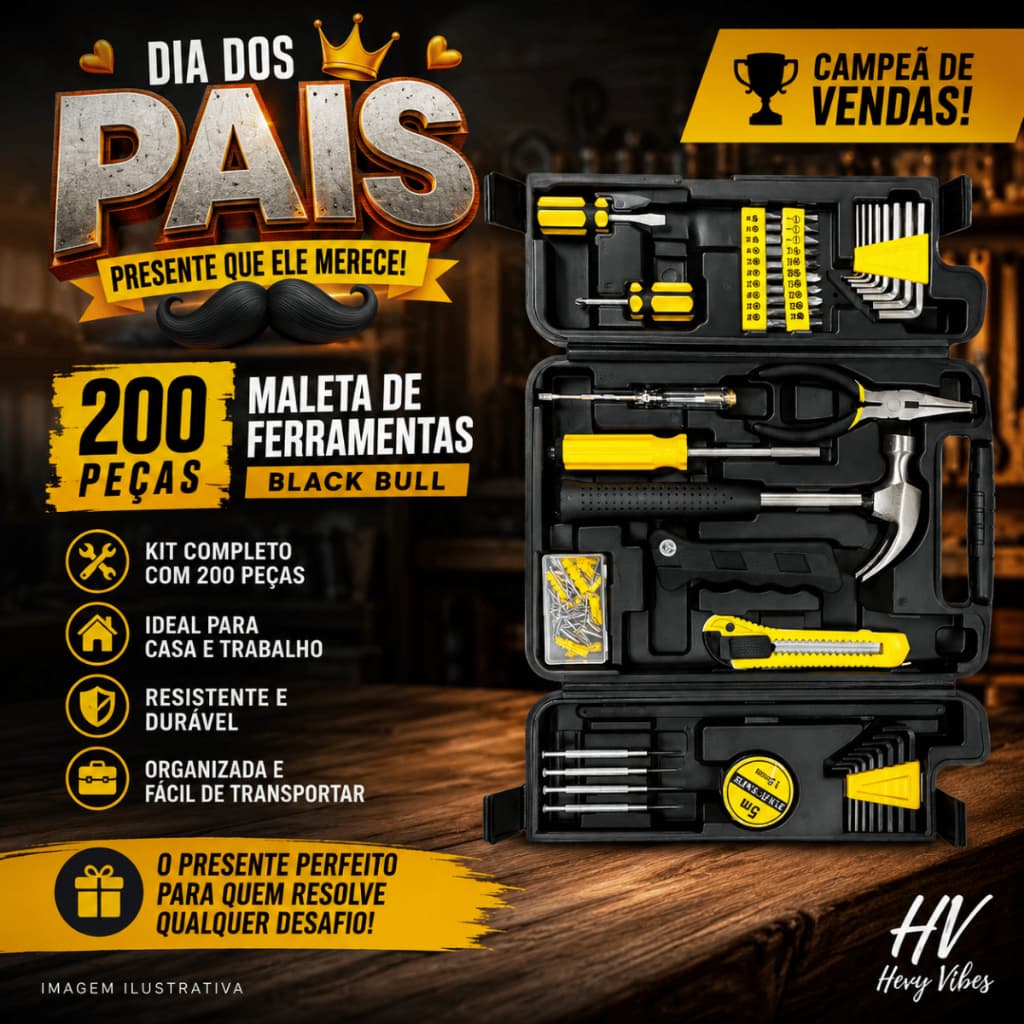 Kit Maleta Ferramentas Profissional 200 Peças Completo Organizado Durável