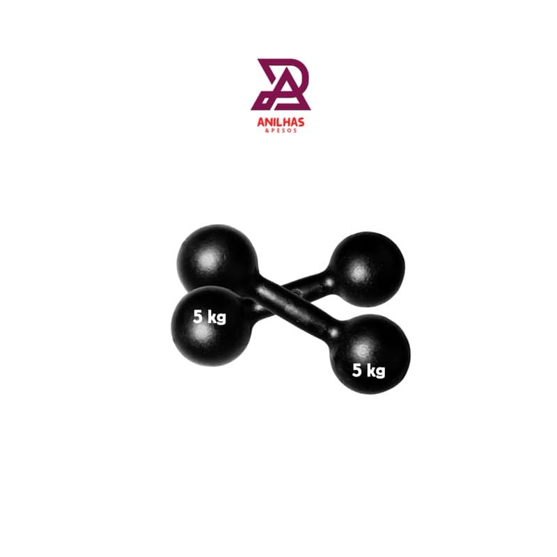 Par de halter bola pintado 5 kgs musculação
