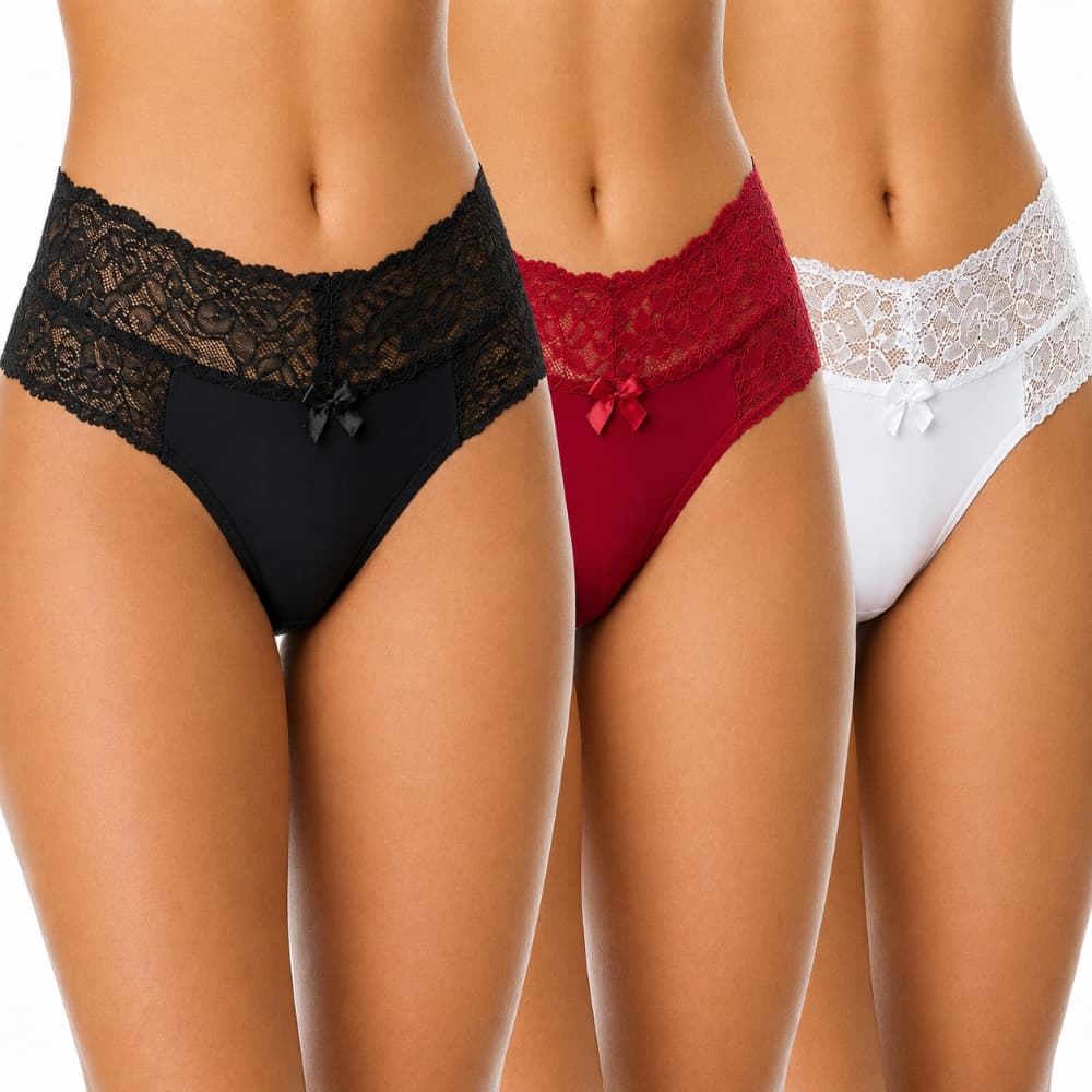 Kit 3 Calcinhas Tanga Feminina em Renda – Sensual, Confortável e Delicada