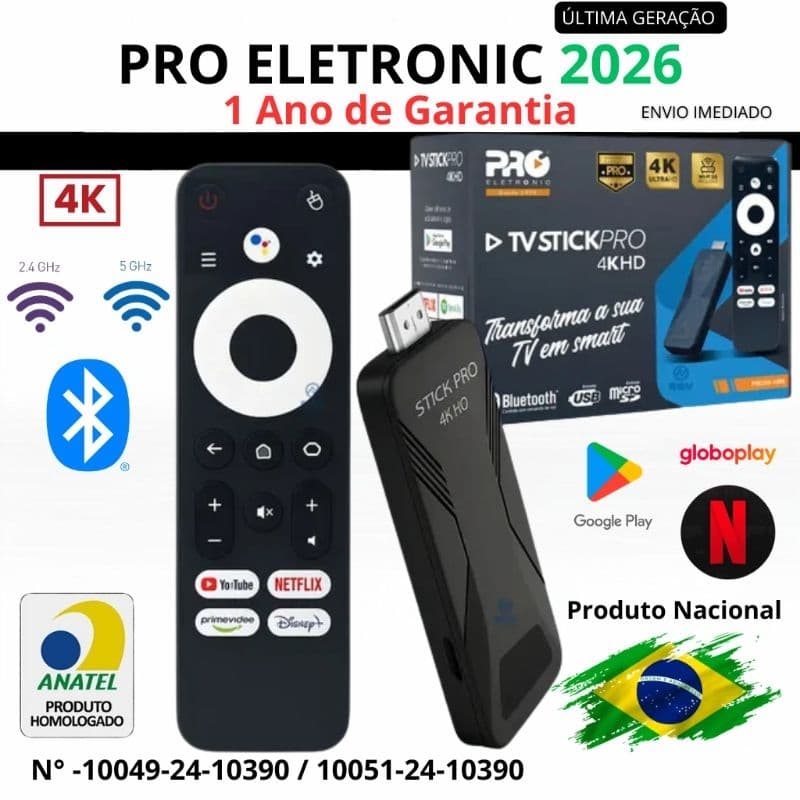 TV Stick Pro 4K Transforme Sua TV em Smart Android Wi-Fi Netflix YouTube HDMI