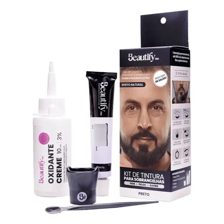 Kit Tintura Completo Para Barba Beautify - Cor Preto
