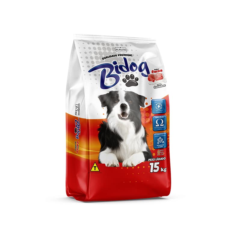 Ração Bidog Carne com Ossinhos 15kg para Cães Adultos Qualidade Premium