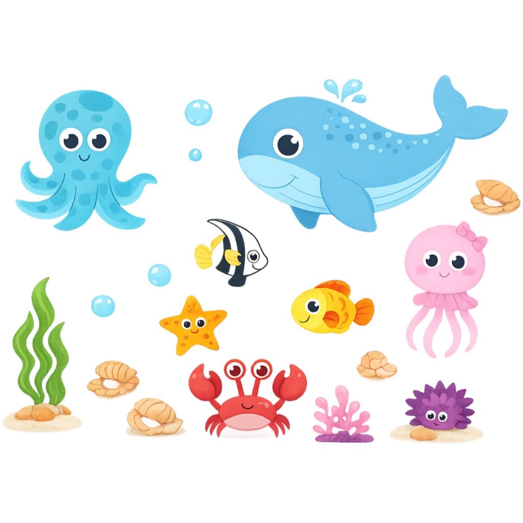Adesivo de Parede Infantil Fundo do Mar Quarto Menino Menina