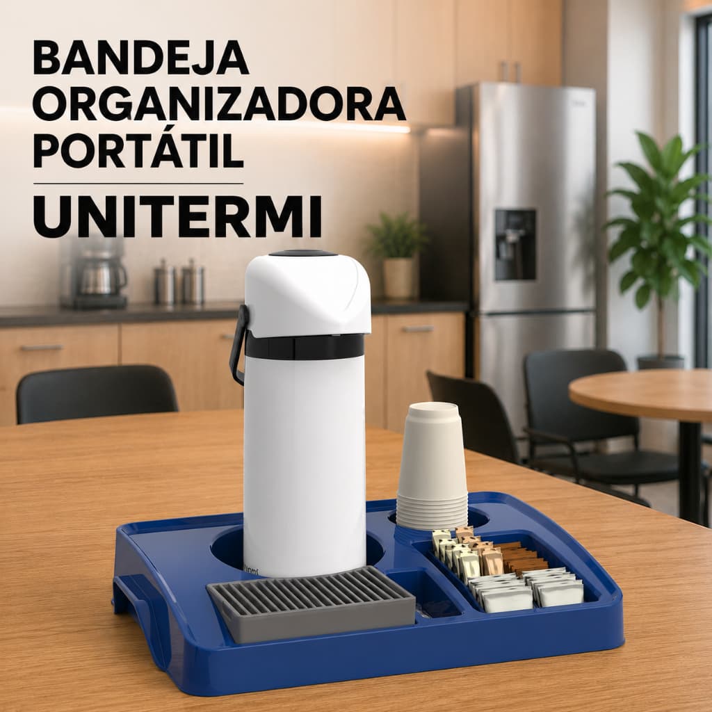 Bandeja Organizadora Café Unitermi Servire Porta Garrafa Térmica Copos Sachês Açúcar Copa Escritório
