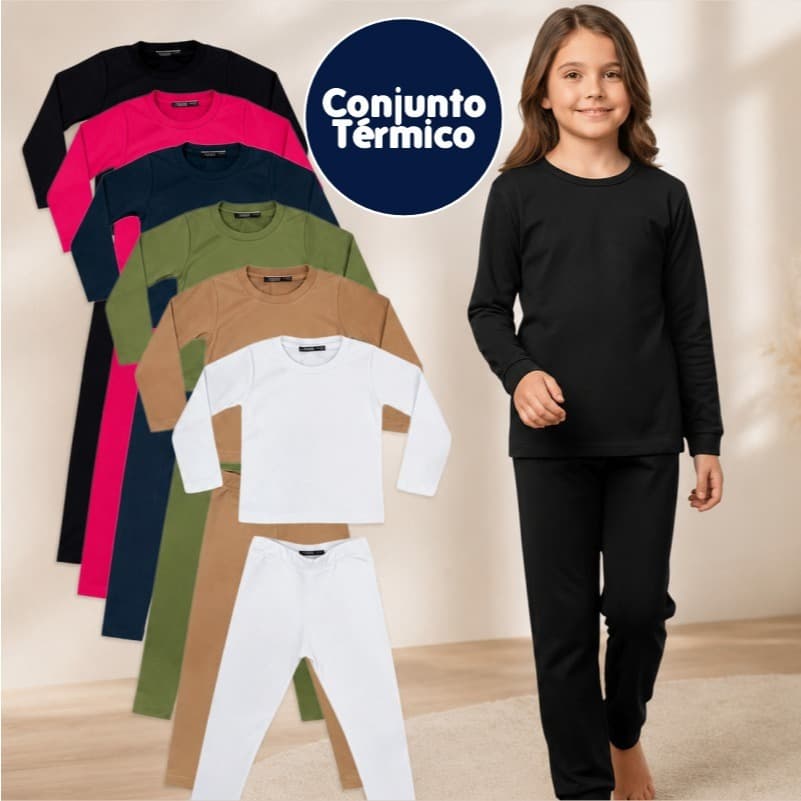 Kit Conjunto Infantil Menina Térmico Roupa de Inverno Juvenil Tamanho 1 ao 14 anos