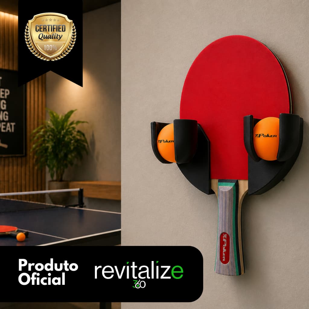 Suporte Parede Para Raquete Tenis de Mesa Ping Pong Organizador raquetes e Bolinhas