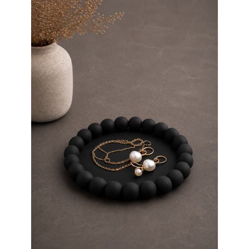 Bandeja Decorativa Redonda com Borda de Bolinhas | Elegância e Organização