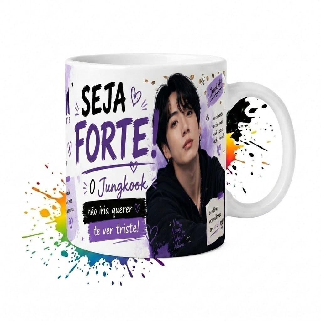 Caneca BTS Frases Motivacionais 325ml | Cerâmica Personalizada K-Pop