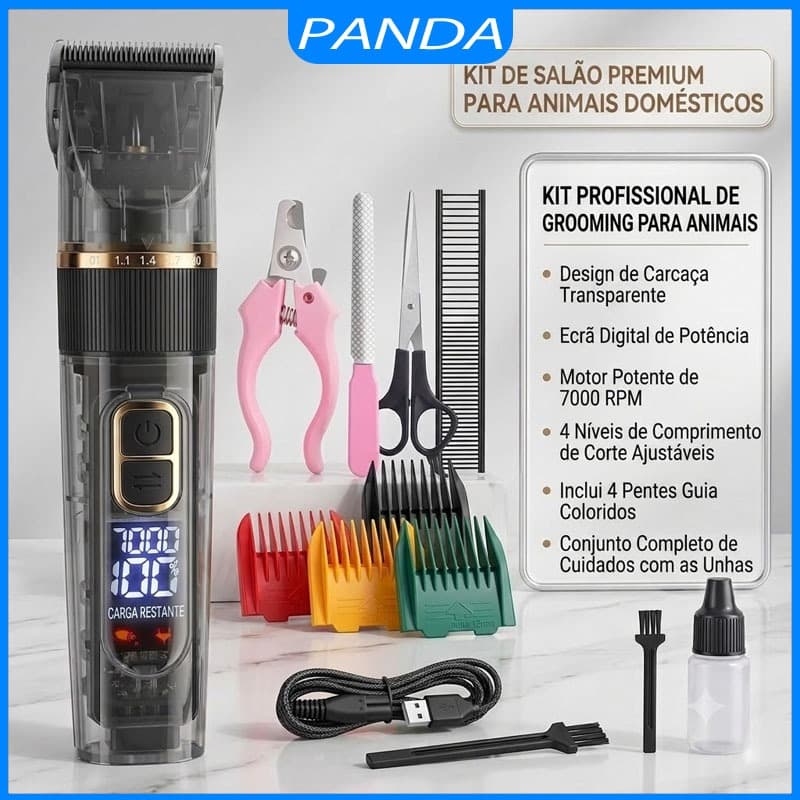 Kit Máquina Para Tosar Pet + Tesoura + Pente + Lixa Máquina Profissional Para Cachorro & Gato