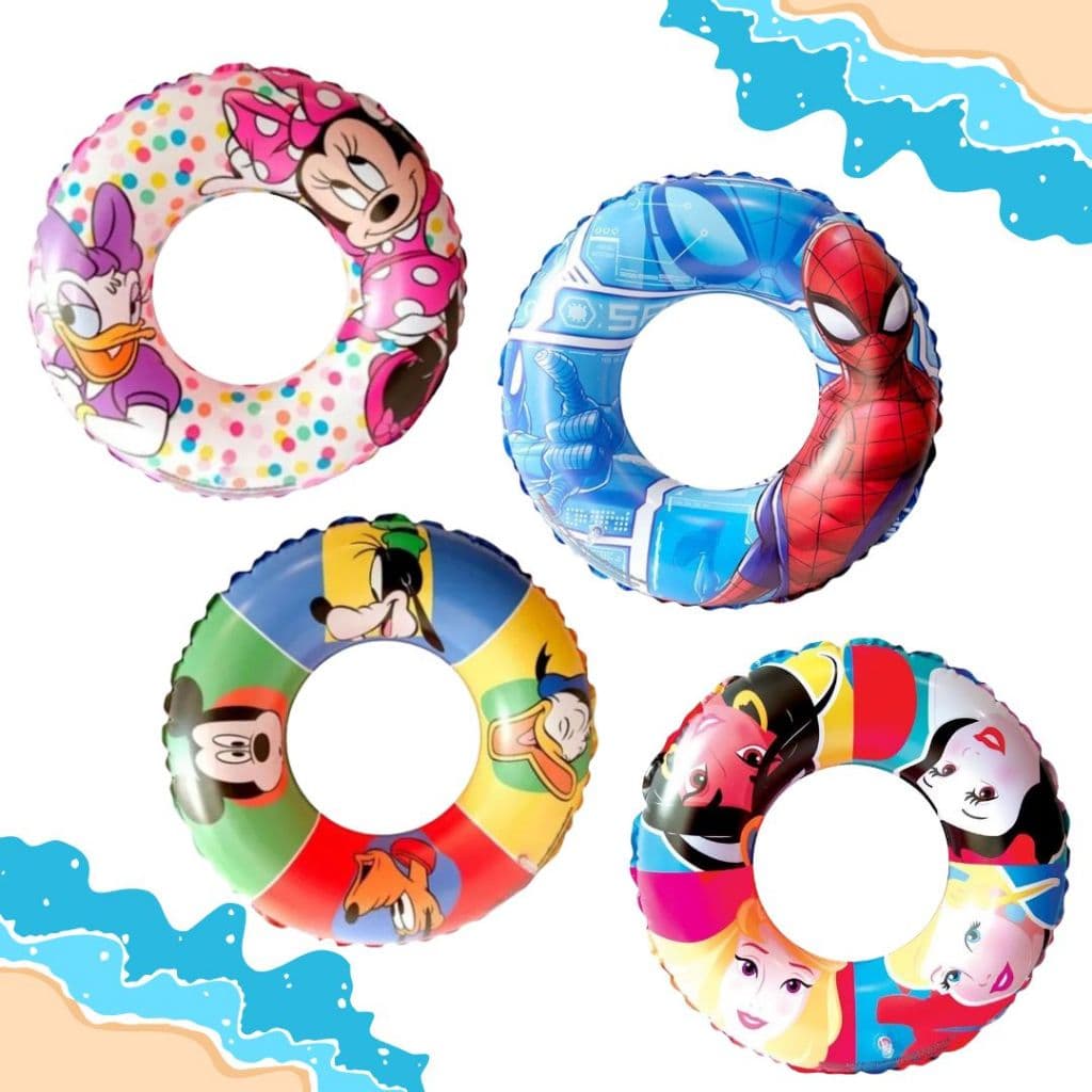 Boia Infantil Inflável Circular Piscina Praia Personagem Minnie Princesas Homem Aranha Mickey