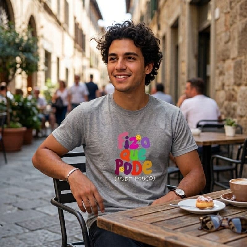 Camiseta Estampada Retro Fiz o Que Pude Pude Pouco Conforto Exclusivo 100% Algodão Premium Estilo Unissex Urbano