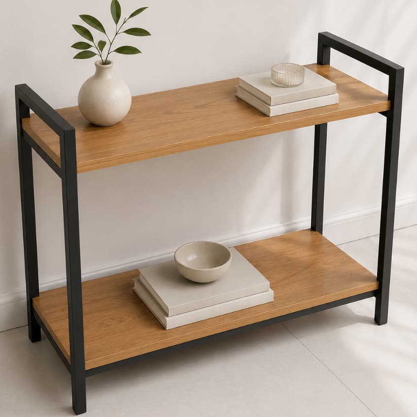 Aparador Industrial Mesa Cantinho do Café Buffet Bar 2 Prateleiras Recepção Sala Hall Entrada 70cm
